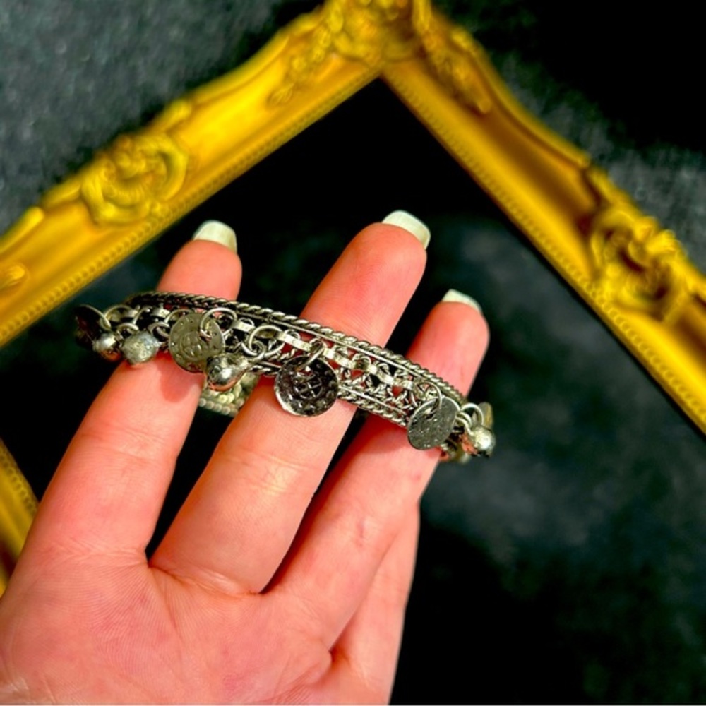 Silver Coin Charm Bangle